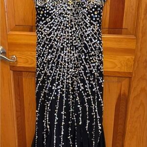 Sean Collection Black and Silver Prom Dress